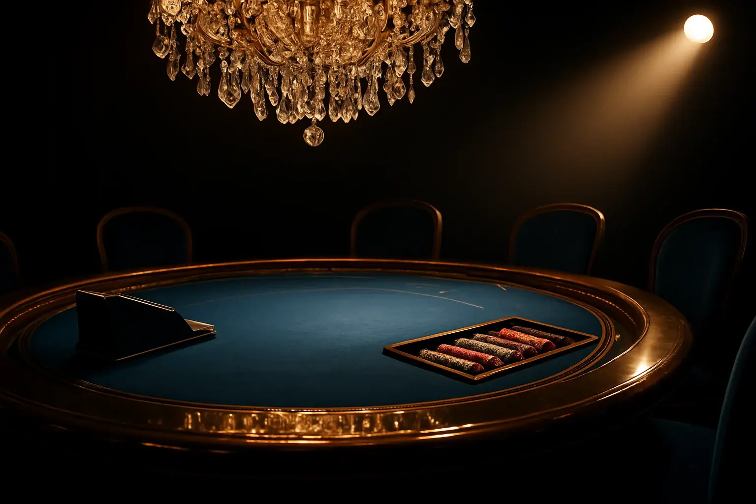 Hyperrealistic wide shot of premium live baccarat studio in the Philippines